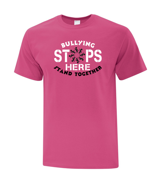 Pink Shirt Day - Bullying Stops Here - Adult Cotton T-shirt