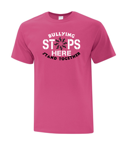 Pink Shirt Day - Bullying Stops Here - Adult Cotton T-shirt