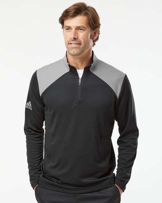 Textured Mixed Media Quarter-Zip Men’s Pullover - Adidas A532