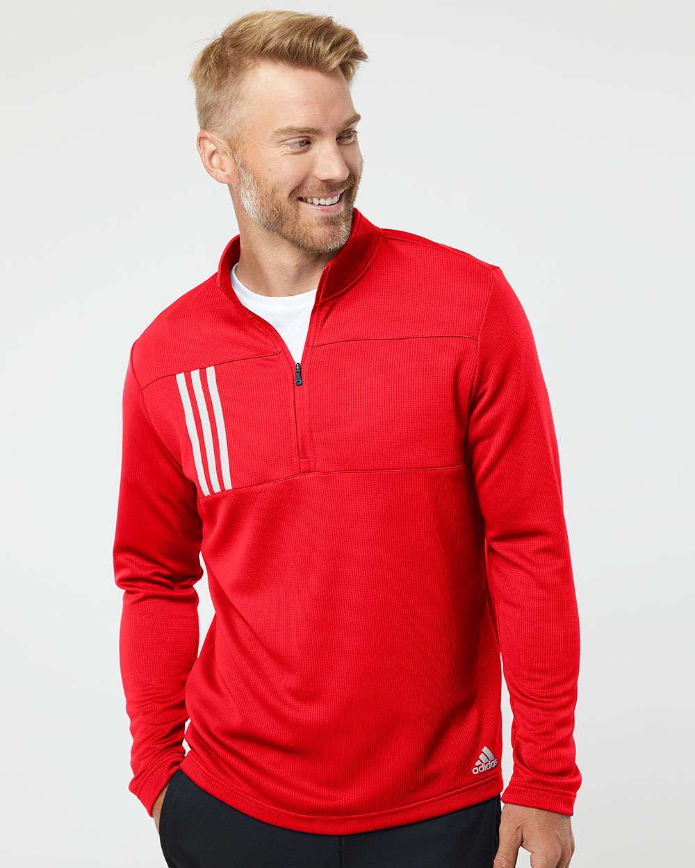3-Stripes Double Knit Quarter-Zip Men’s Pullover - Adidas A482