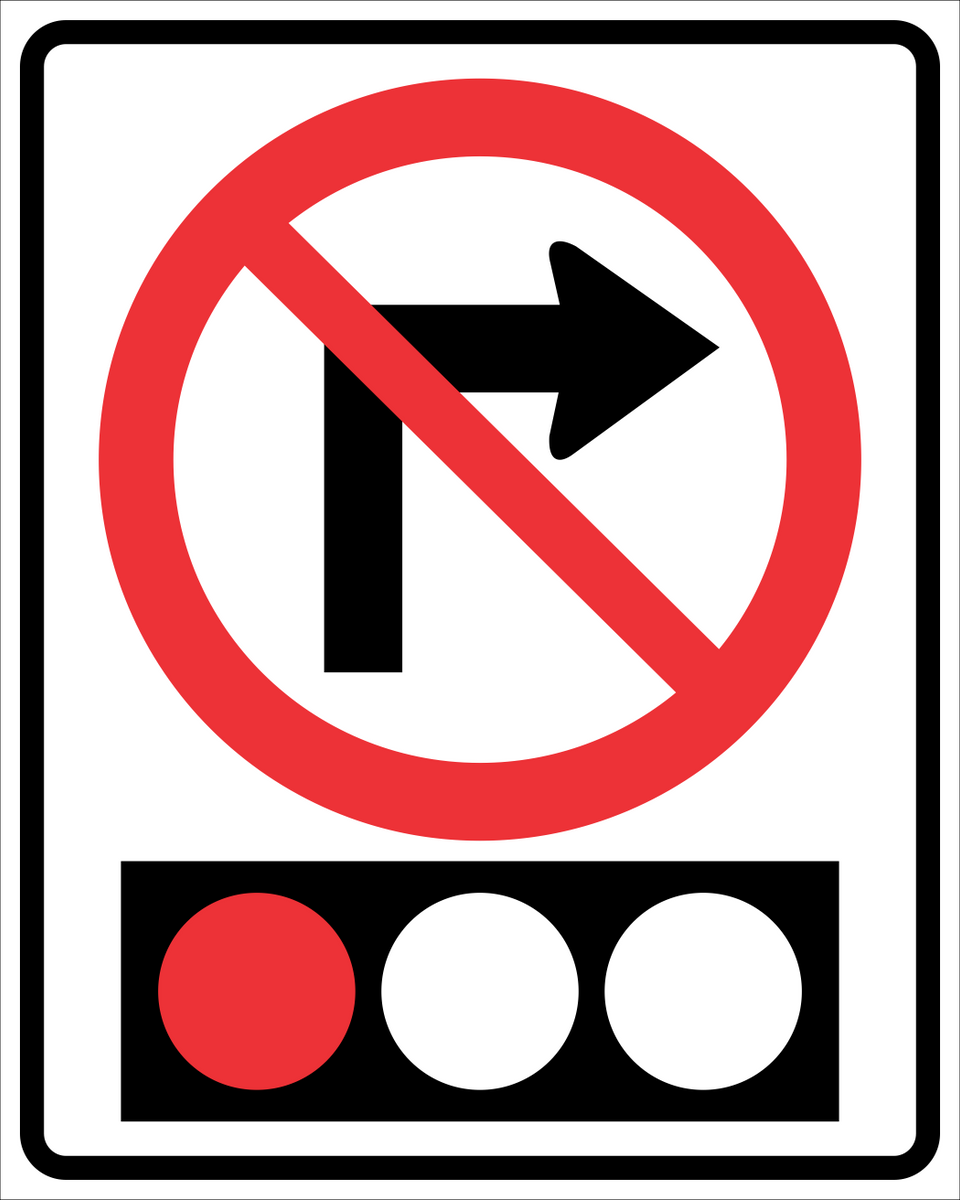 Right Turn On Red Signal Prohibited Horizontal Sign MUTCDC RB-17HR ...