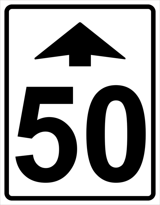 Maximum Speed Changes Ahead Sign (50) MUTCDC RB-5