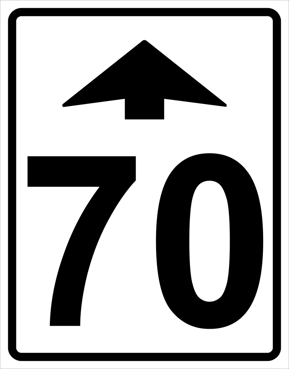 Maximum Speed Changes Ahead Sign ( 70 ) MUTCDC RB-5 – River Signs