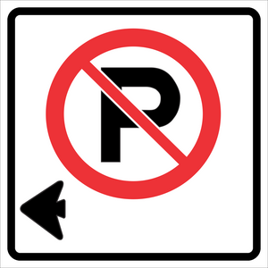 Parking Prohibited Left Arrow Sign MUTCDC RB-51L