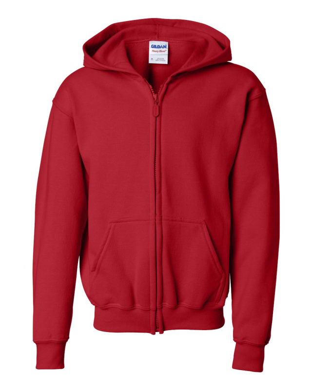 Youth Full-Zip Hoodie - Cotton/Polyester - Gildan 18600B