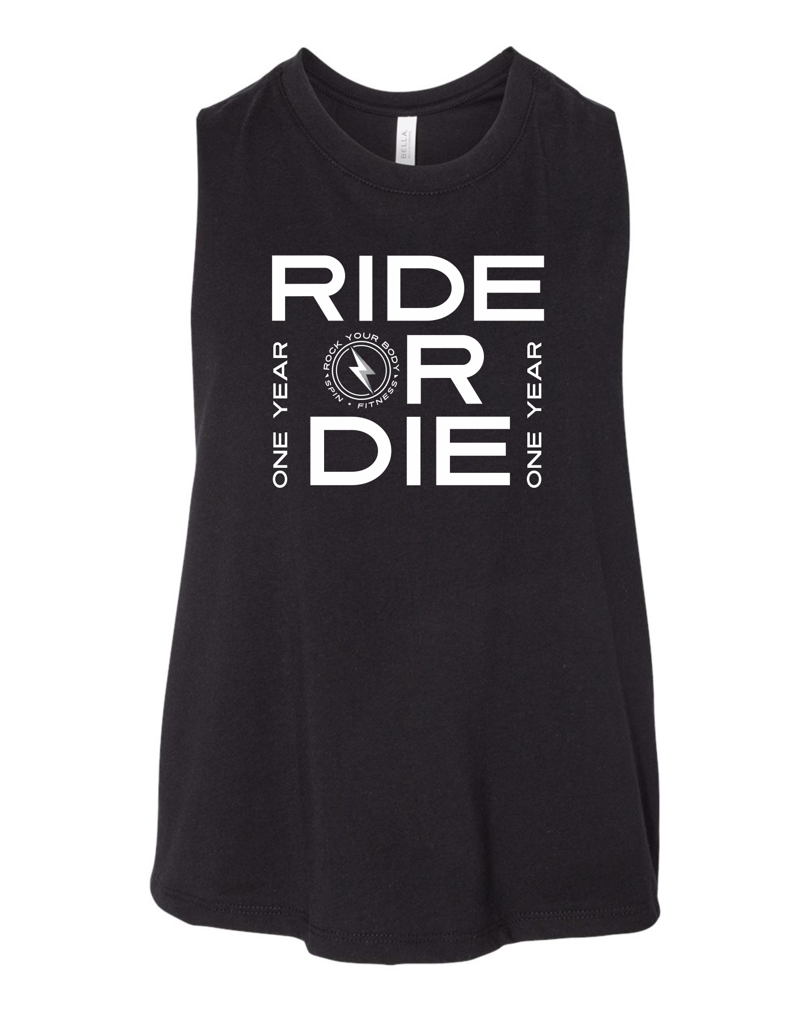 Ride or Die - Racerback Black Cropped Tank