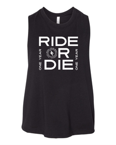 Ride or Die - Racerback Black Cropped Tank