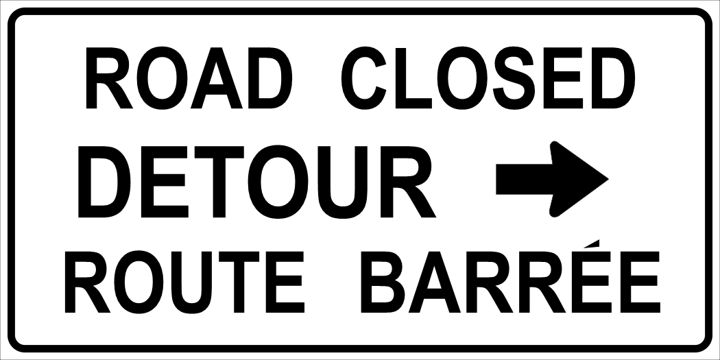Road Closed Detour Right Sign MUTCDC