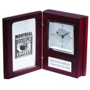 Rosewood Book Clock With Silver - DA9268