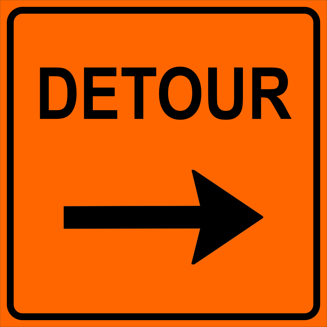 Right Arrow Detour Sign MUTCDC TC-11R90