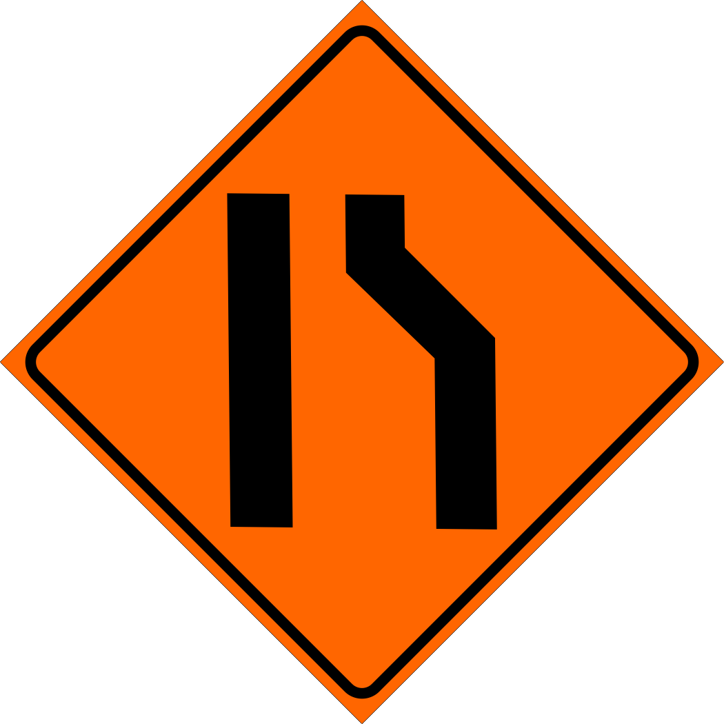 Road Narrows Left Sign MUTCDC TC-34L