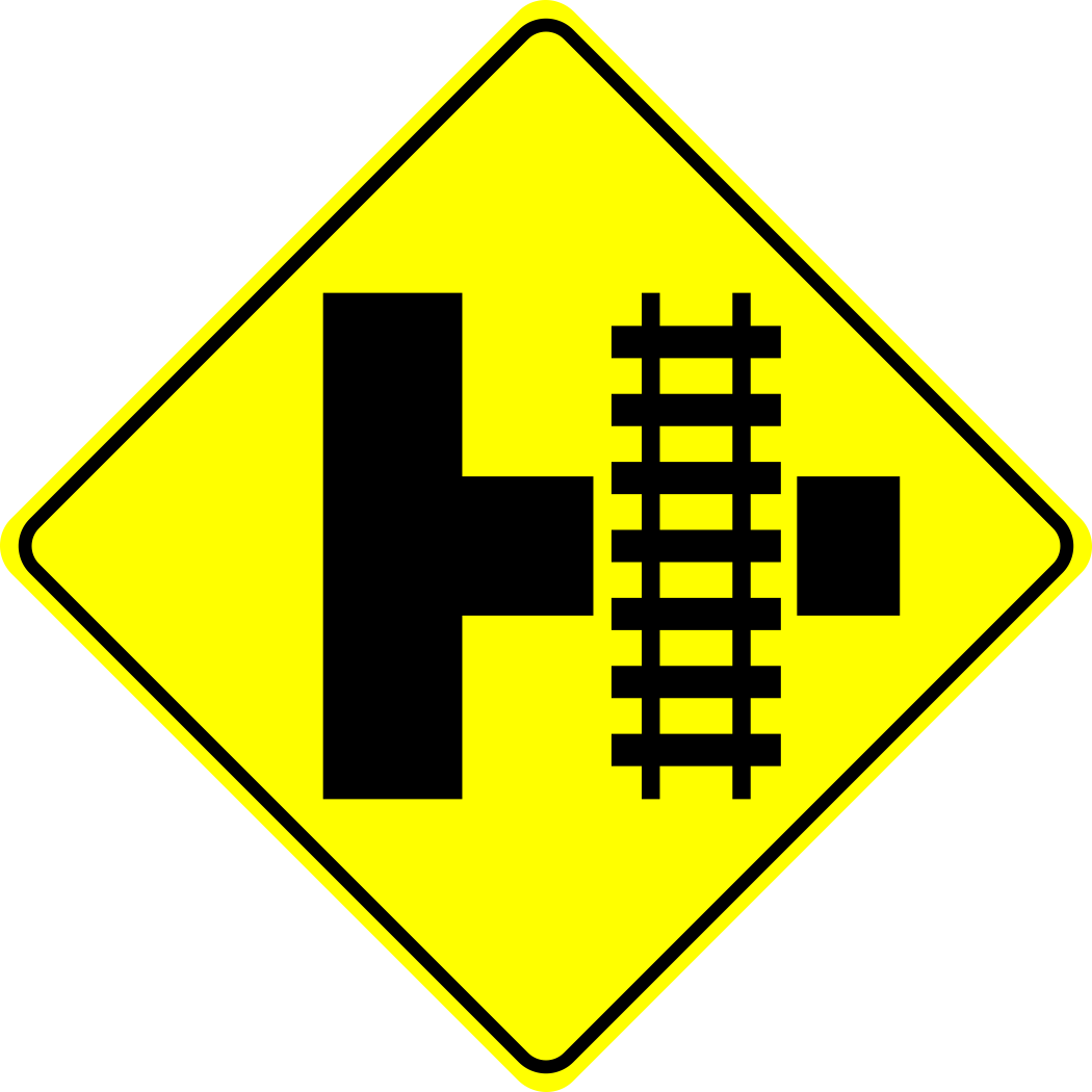 Railway Crossing T Intersection Ahead Sign MUTCDC WA-19