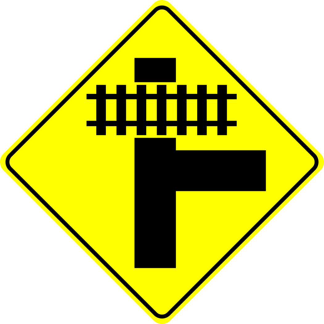 Railway Crossing T Intersection Ahead Sign MUTCDC WA-19B