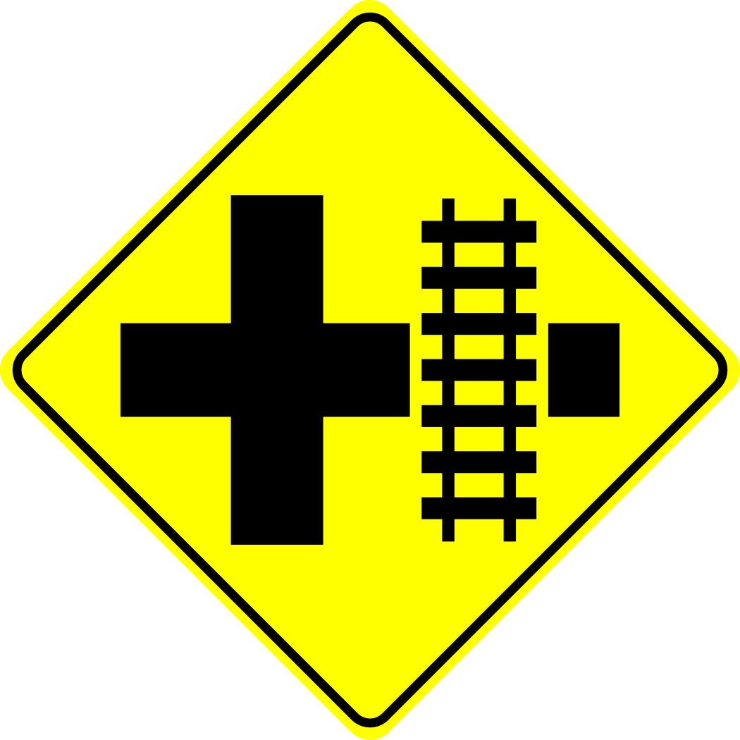 Railway Crossing Side Street Ahead Sign MUTCDC WA-20