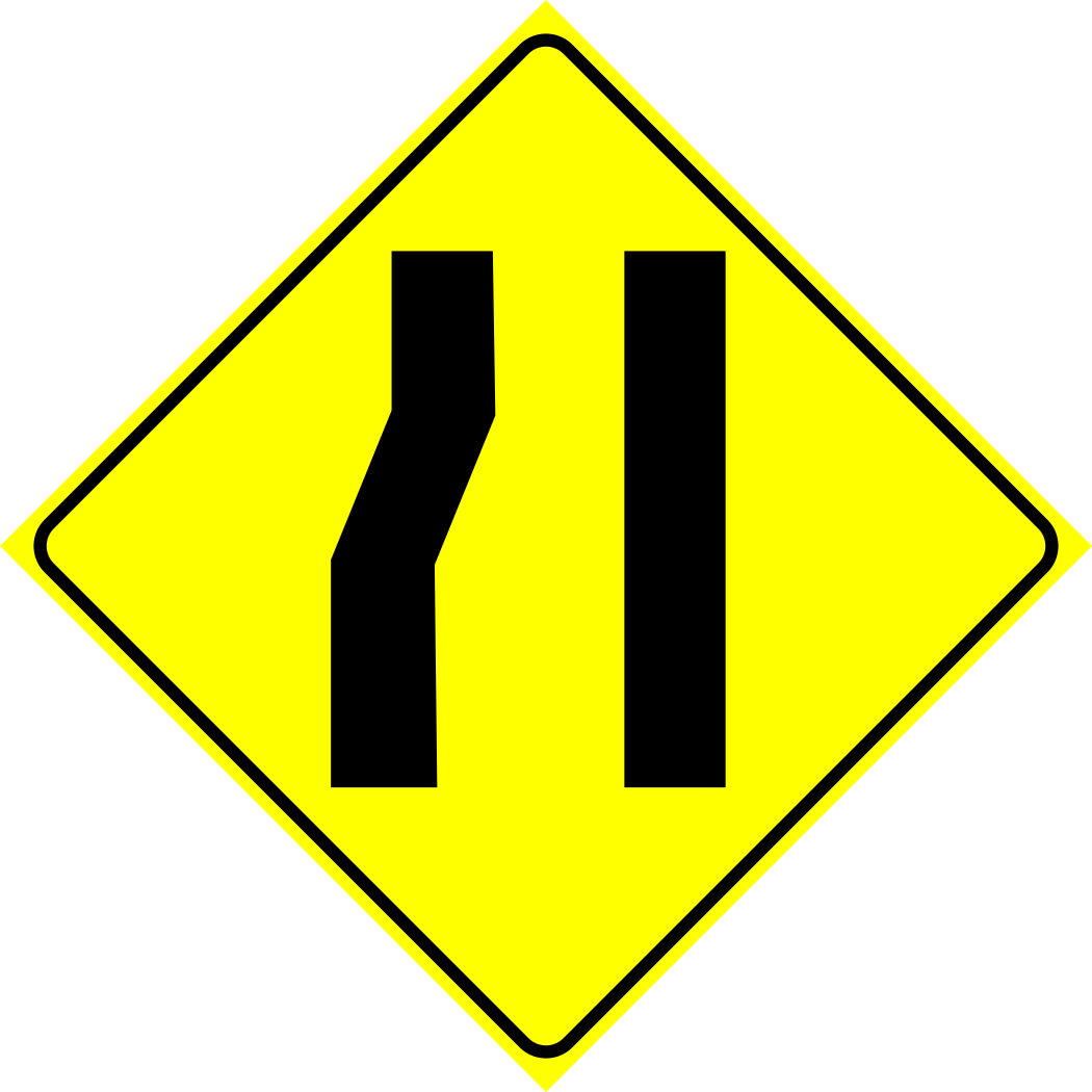 Road Narrows Left Sign MUTCDC WA-23L