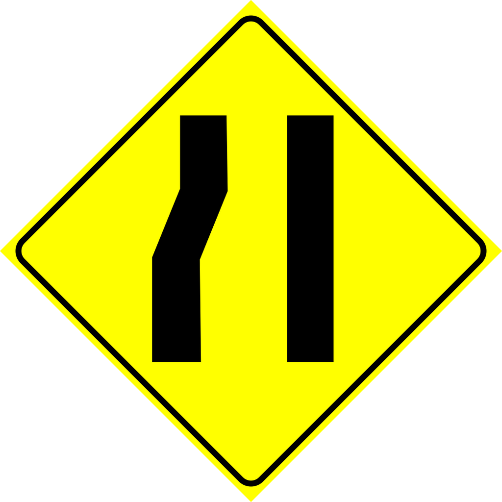Road Narrows Left Sign MUTCDC WA-23L