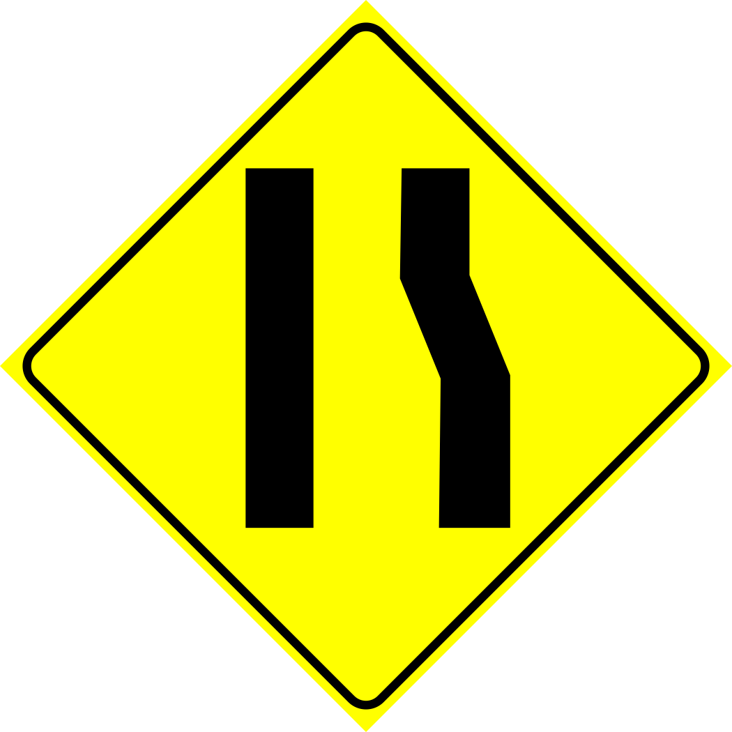 Road Narrows Right Sign MUTCDC WA-23R