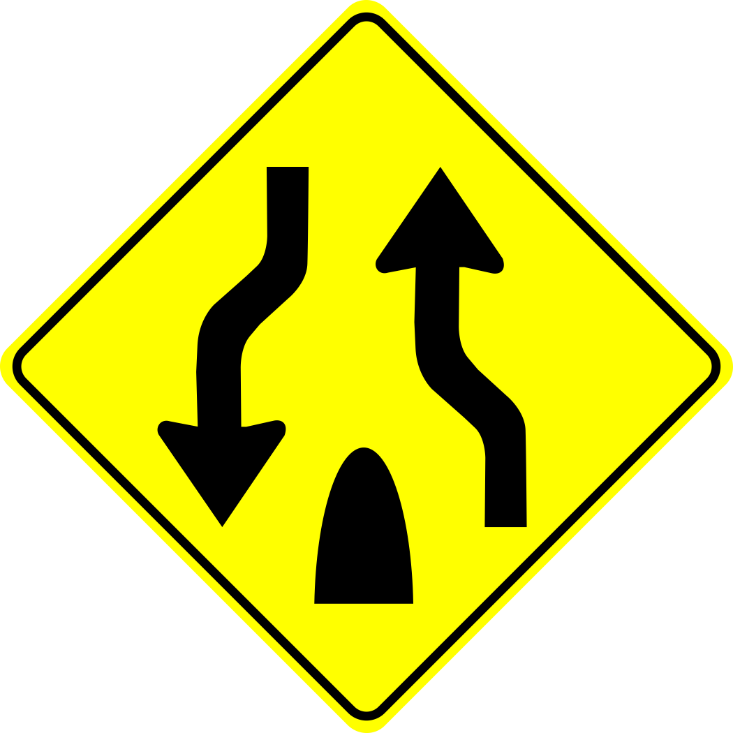 Divided Highway Ends Sign MUTCDC WA-32