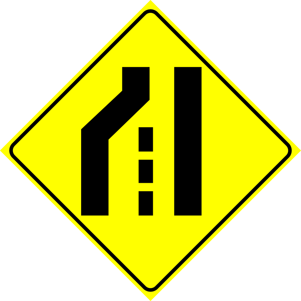 Left Lane Ends Sign MUTCDC WA-33L