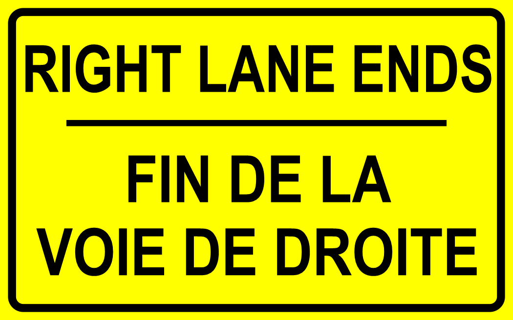 Right Lane Ends Tab MUTCDC WA-33RTB