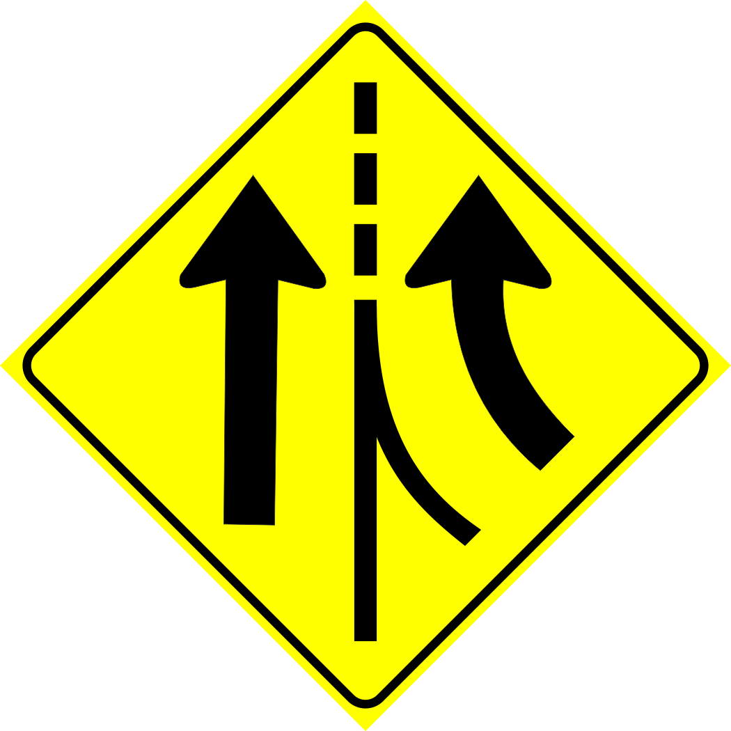 Added Lane Right Sign MUTCDC WA-35R