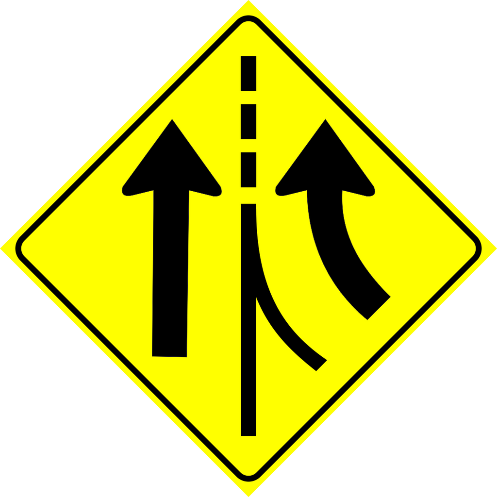 Added Lane Right Sign MUTCDC WA-35R