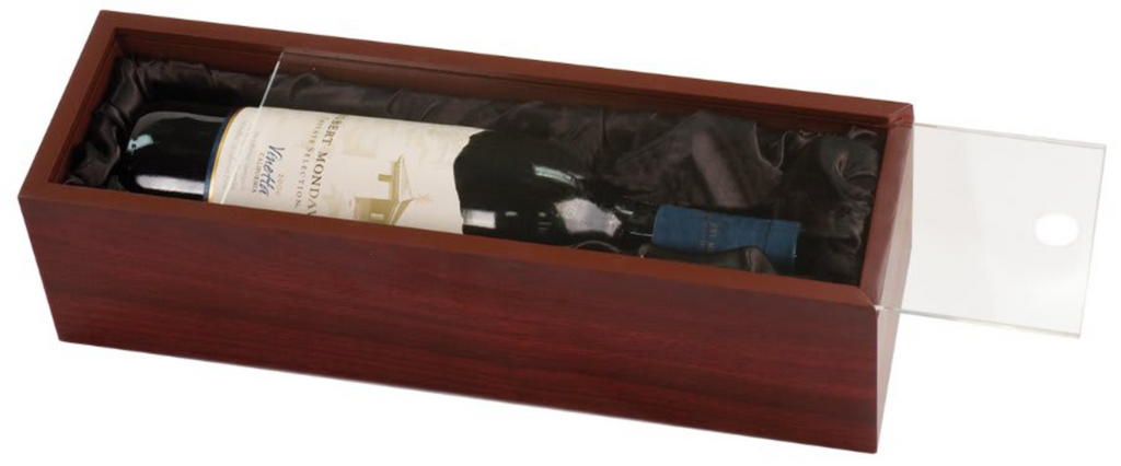 Rosewood Finish With Acrylic Lid Single Wine Presentation Box - JDS WBX41