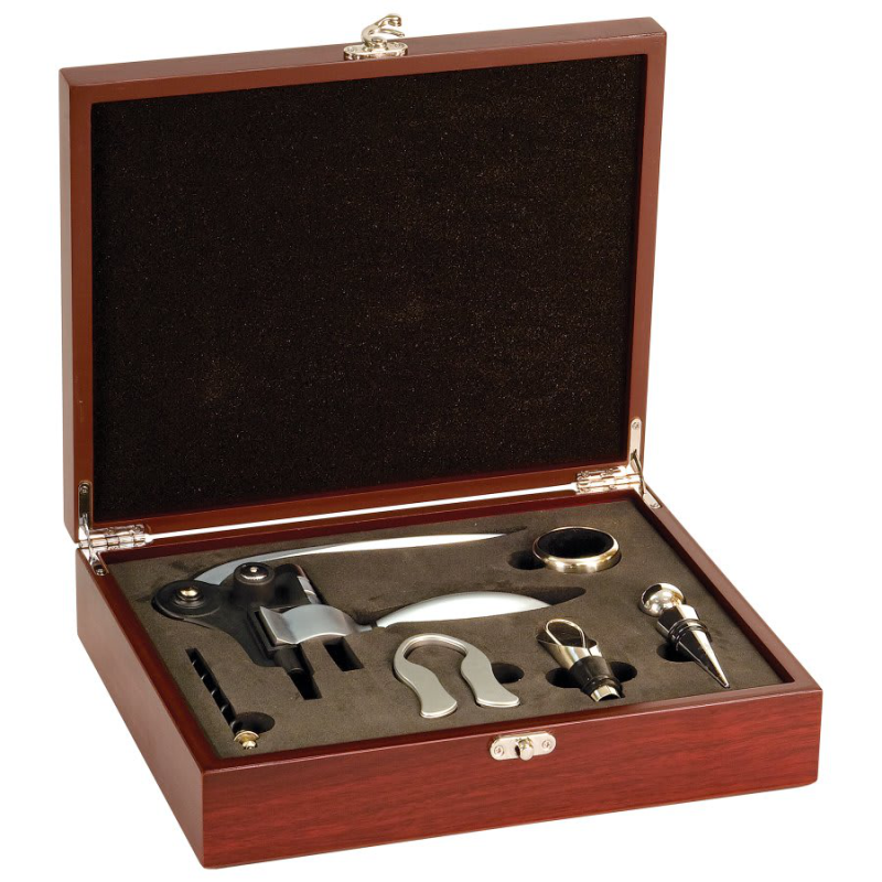 Rosewood Finish 5-Piece Wine Gift Set - JDS WTL02